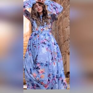 Floral Endearment Chiffon Maxi Dress 